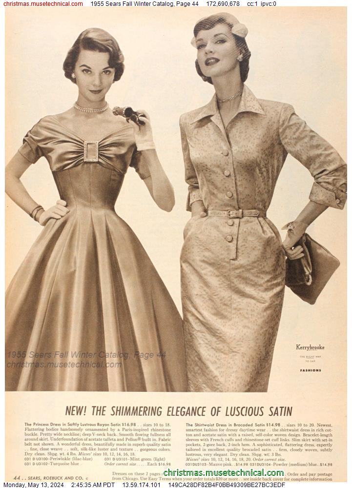 1955 Sears Fall Winter Catalog, Page 44