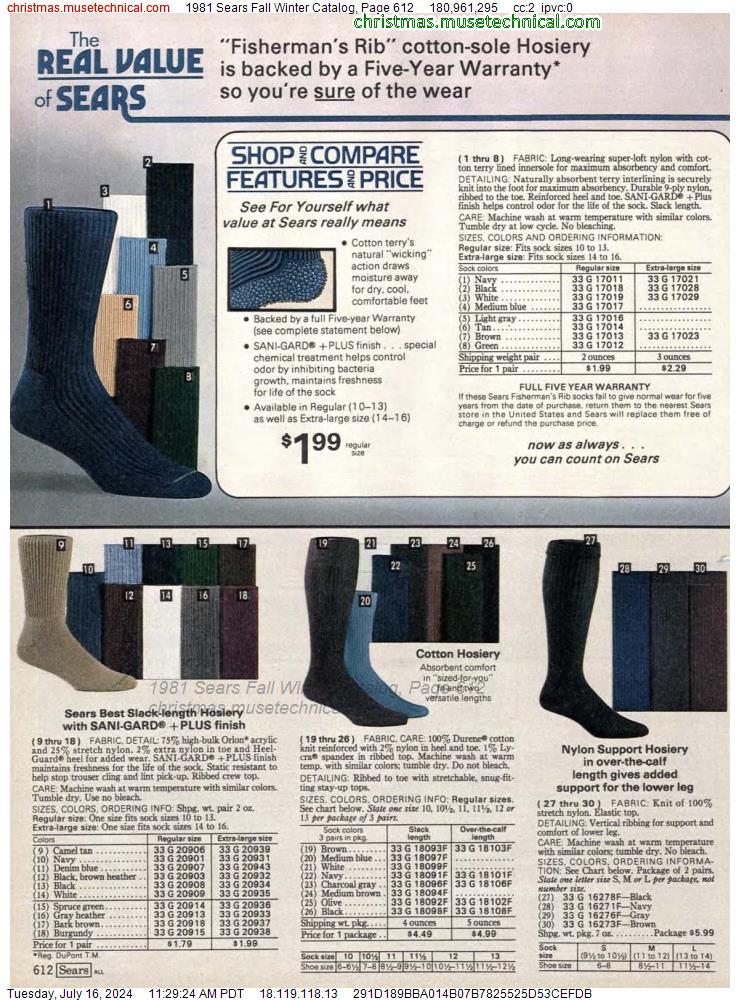 1981 Sears Fall Winter Catalog, Page 612