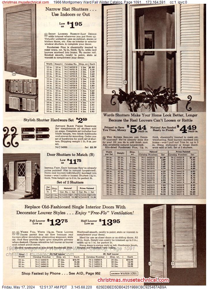 1966 Montgomery Ward Fall Winter Catalog, Page 1091