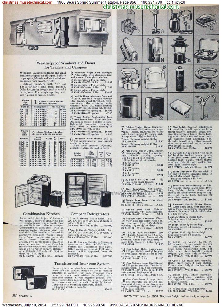 1966 Sears Spring Summer Catalog, Page 856