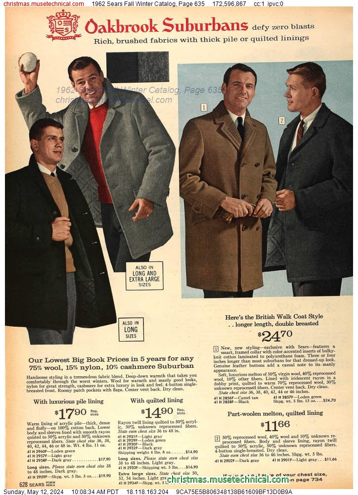 1962 Sears Fall Winter Catalog, Page 635