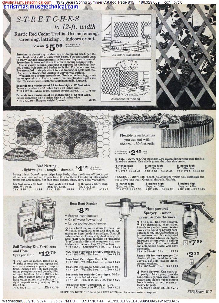 1972 Sears Spring Summer Catalog, Page 815