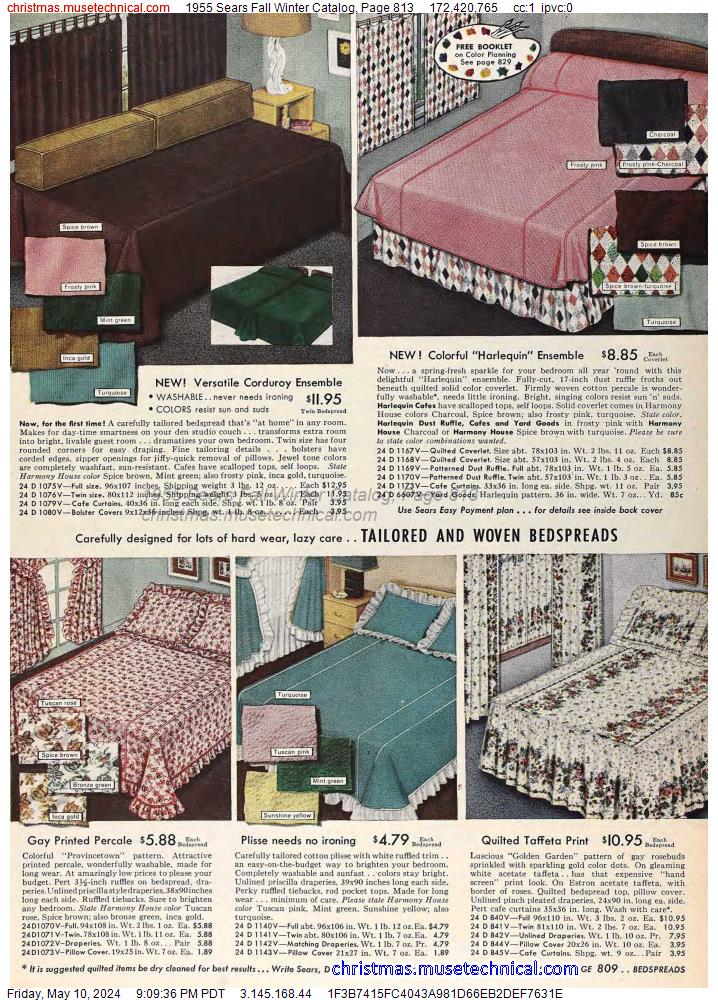 1955 Sears Fall Winter Catalog, Page 813