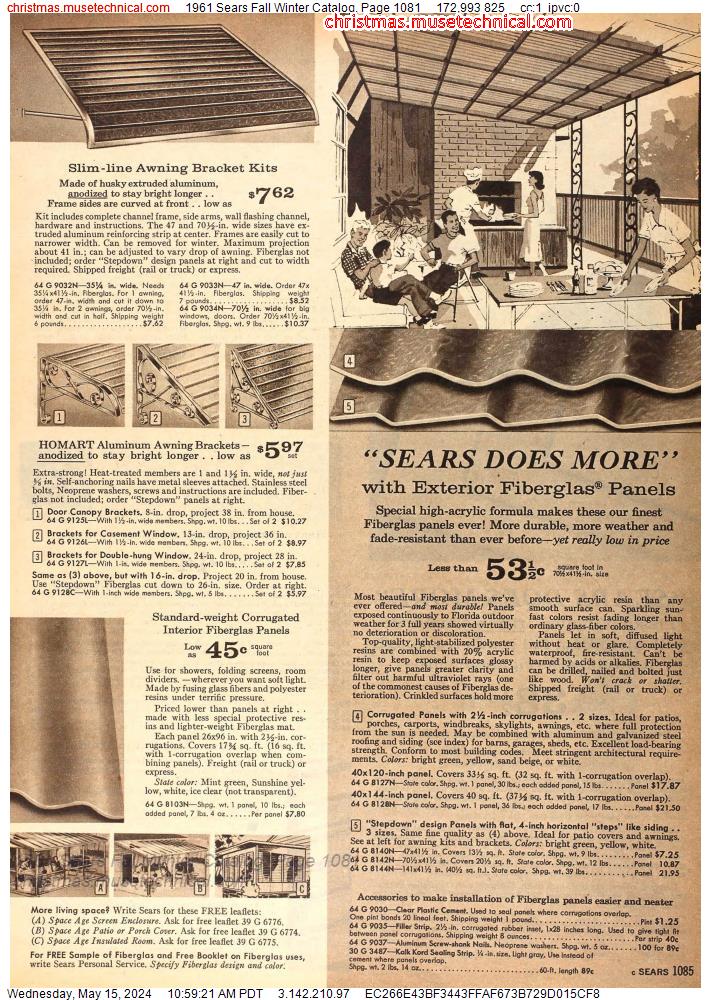 1961 Sears Fall Winter Catalog, Page 1081