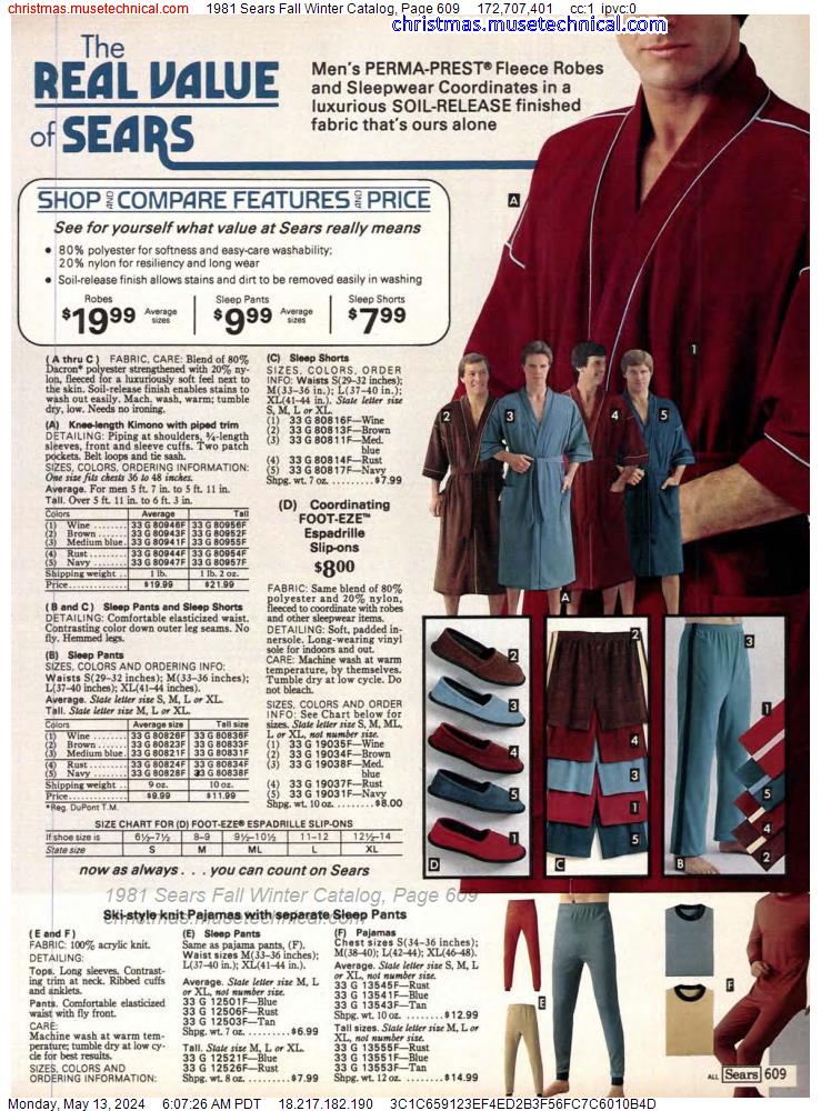 1981 Sears Fall Winter Catalog, Page 609