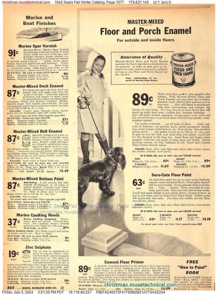 1942 Sears Fall Winter Catalog, Page 1077