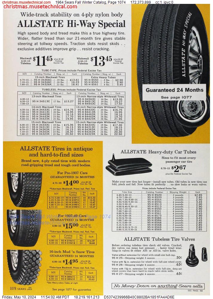 1964 Sears Fall Winter Catalog, Page 1074