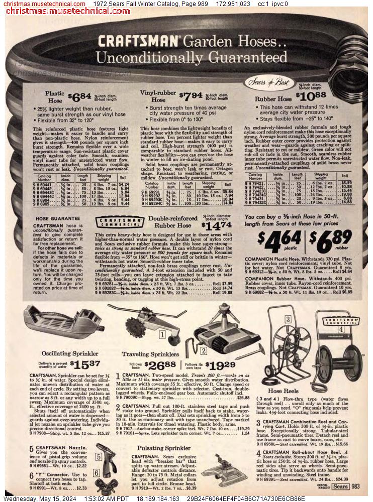 1972 Sears Fall Winter Catalog, Page 989