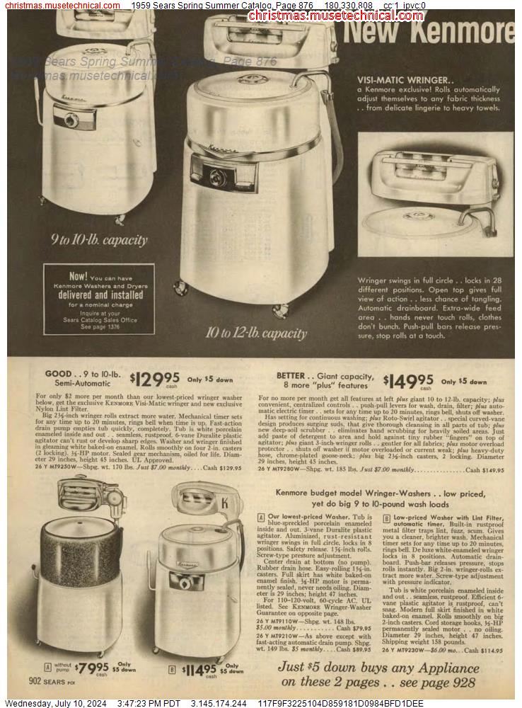 1959 Sears Spring Summer Catalog, Page 876