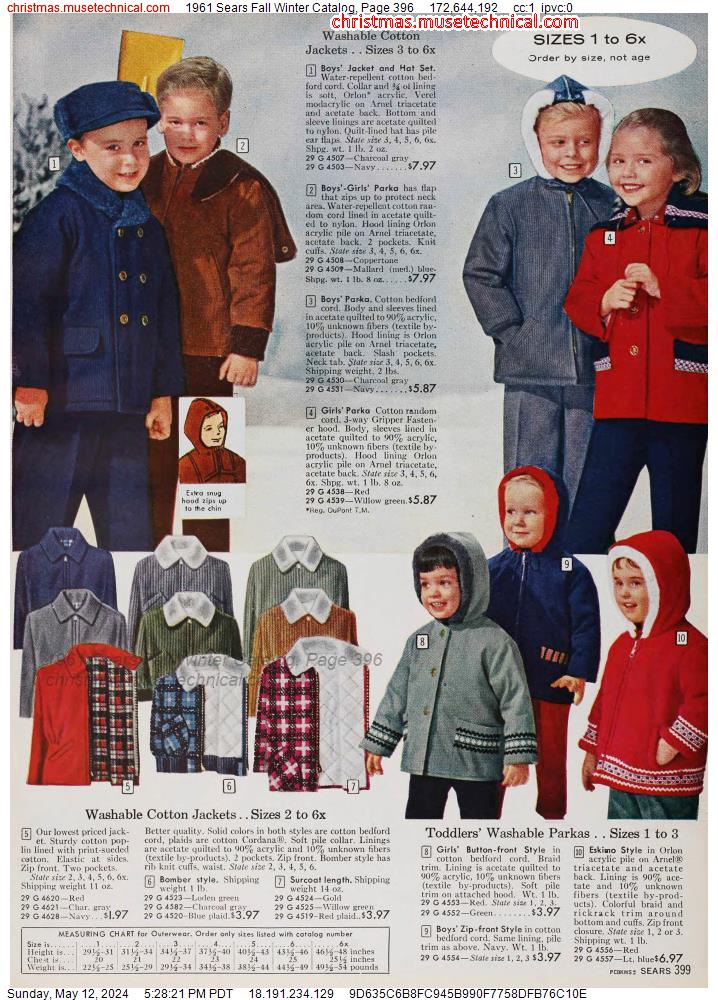 1961 Sears Fall Winter Catalog, Page 396