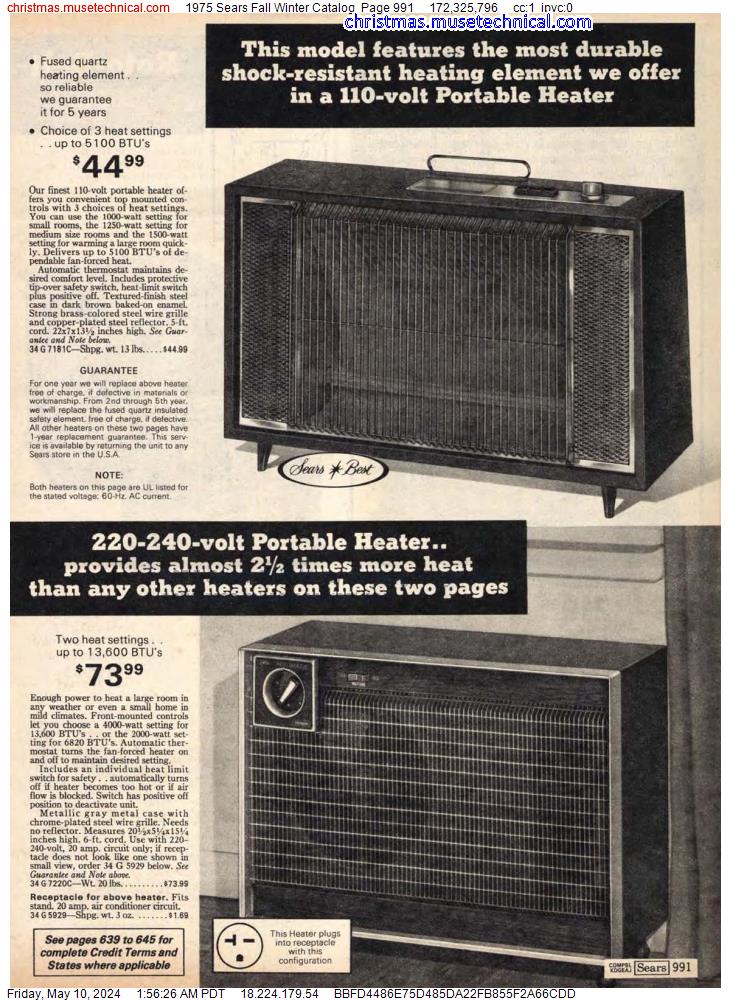 1975 Sears Fall Winter Catalog, Page 991