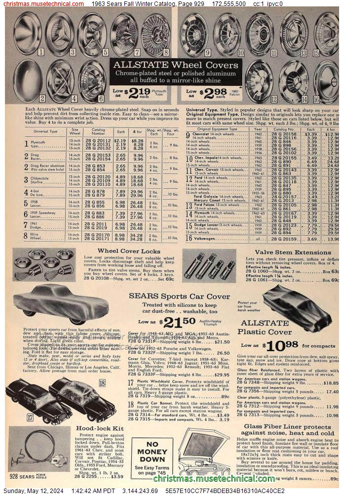 1963 Sears Fall Winter Catalog, Page 929
