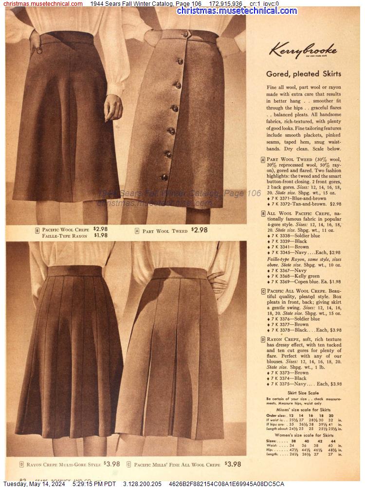 1944 Sears Fall Winter Catalog, Page 106