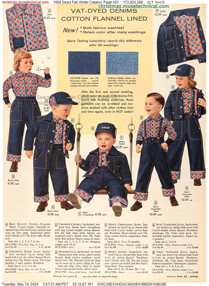 1956 Sears Fall Winter Catalog, Page 407