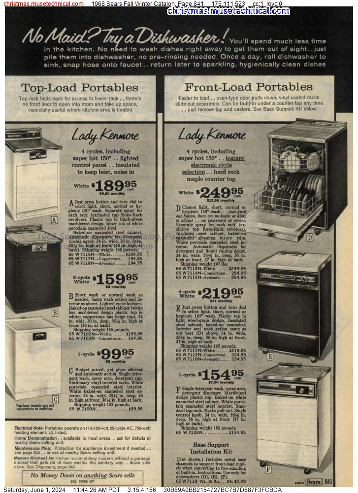 1968 Sears Fall Winter Catalog, Page 841