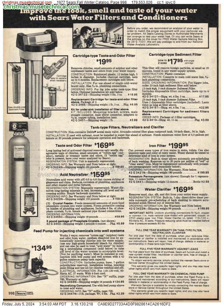 1977 Sears Fall Winter Catalog, Page 998