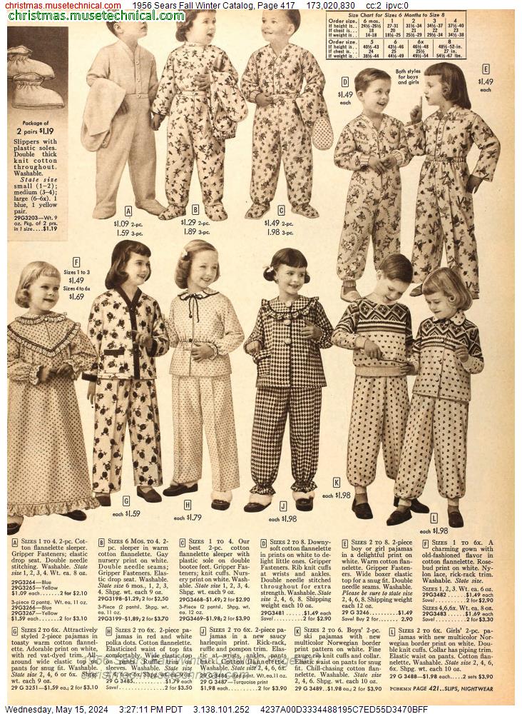 1956 Sears Fall Winter Catalog, Page 417