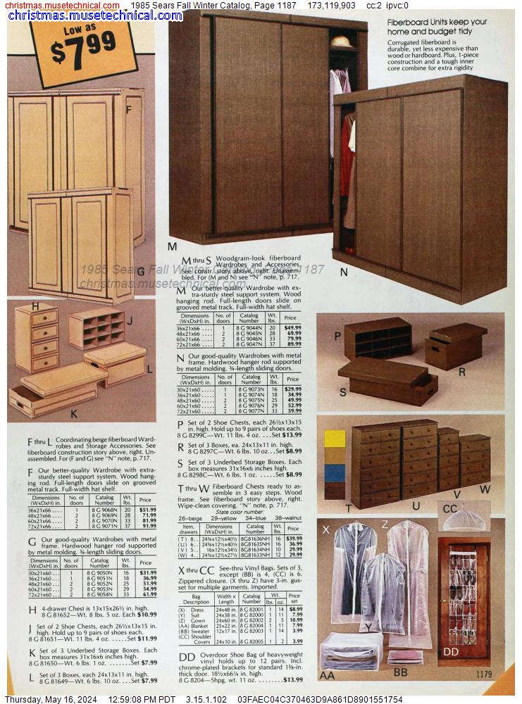 1985 Sears Fall Winter Catalog, Page 1187