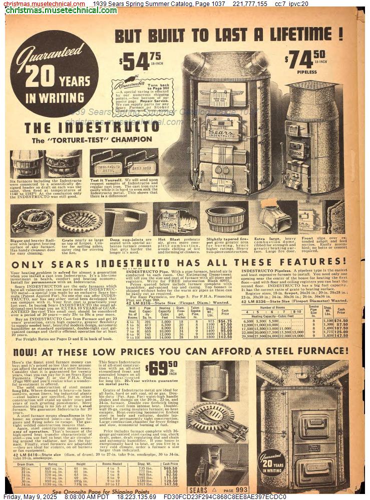 1939 Sears Spring Summer Catalog, Page 1037