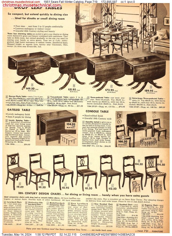 1951 Sears Fall Winter Catalog, Page 719