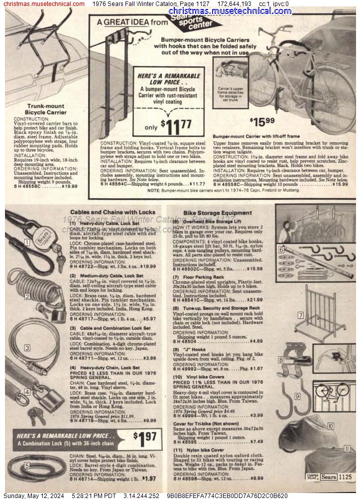 1976 Sears Fall Winter Catalog, Page 1127