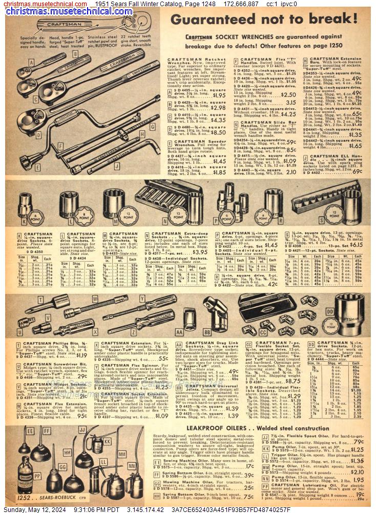 1951 Sears Fall Winter Catalog, Page 1248