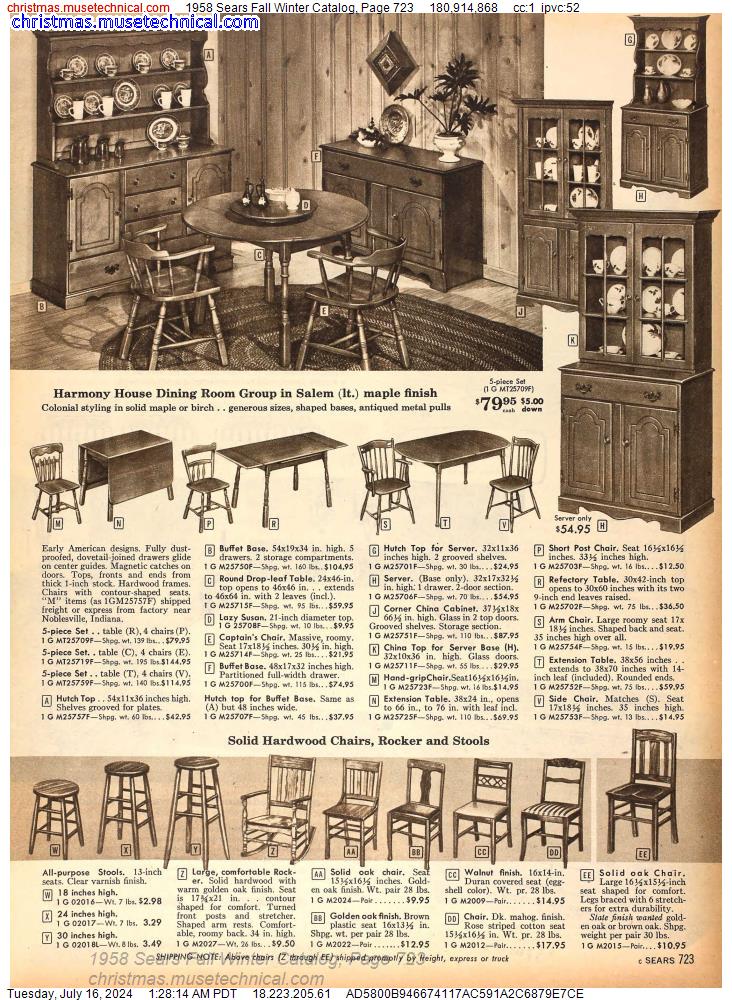 1958 Sears Fall Winter Catalog, Page 723