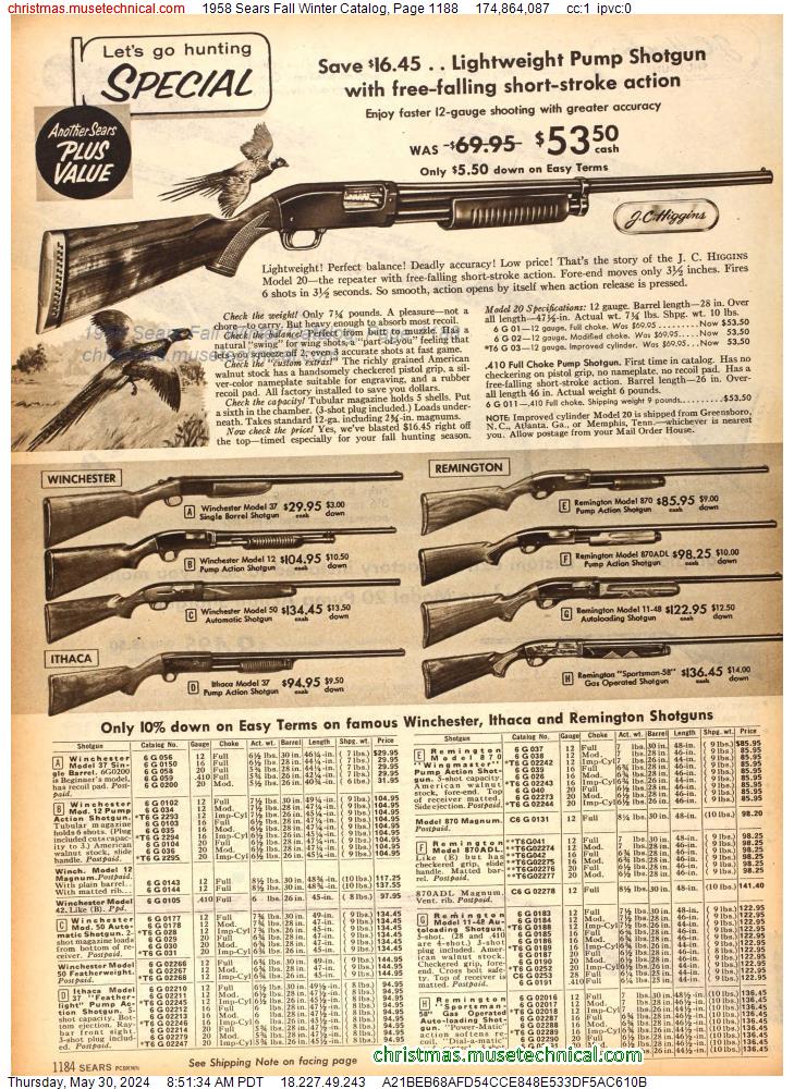 1958 Sears Fall Winter Catalog, Page 1188