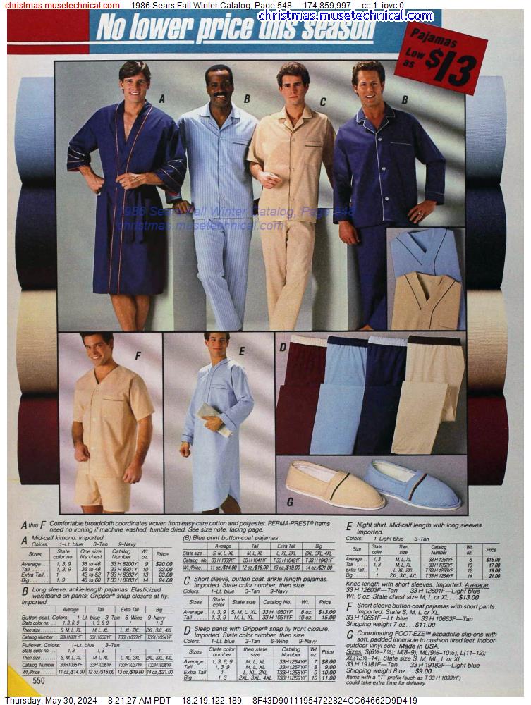 1986 Sears Fall Winter Catalog, Page 548