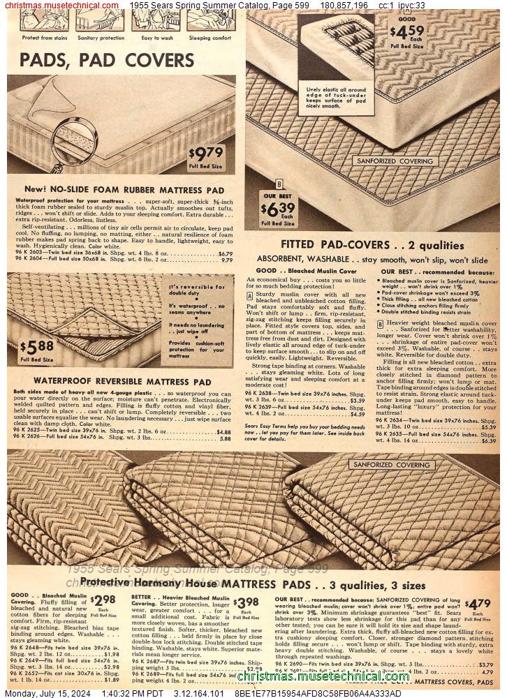 1955 Sears Spring Summer Catalog, Page 599