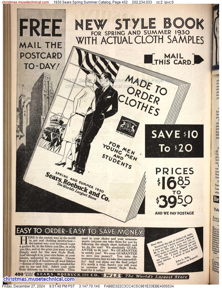 1930 Sears Spring Summer Catalog, Page 452