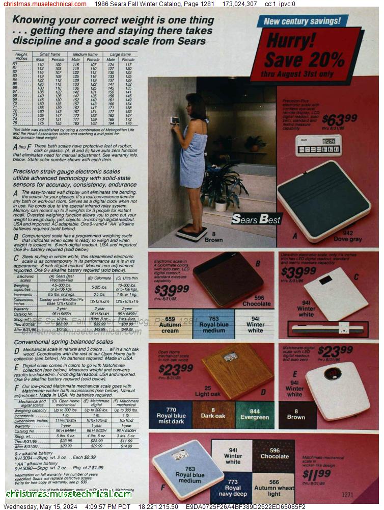 1986 Sears Fall Winter Catalog, Page 1281