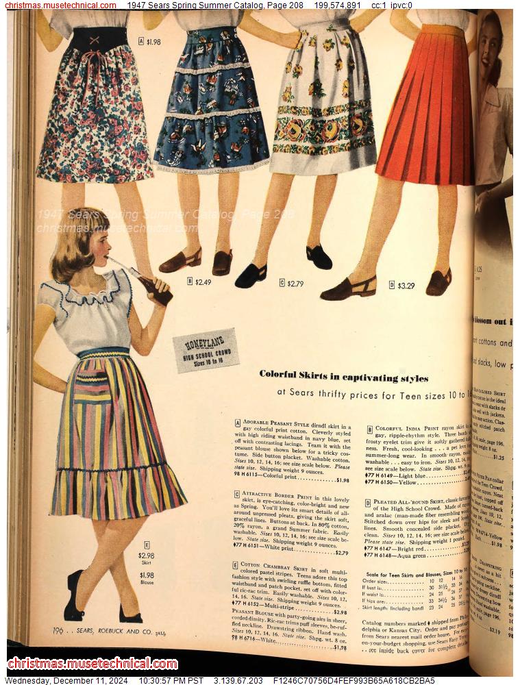 1947 Sears Spring Summer Catalog, Page 208