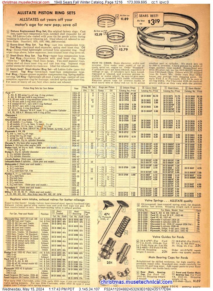 1948 Sears Fall Winter Catalog, Page 1216