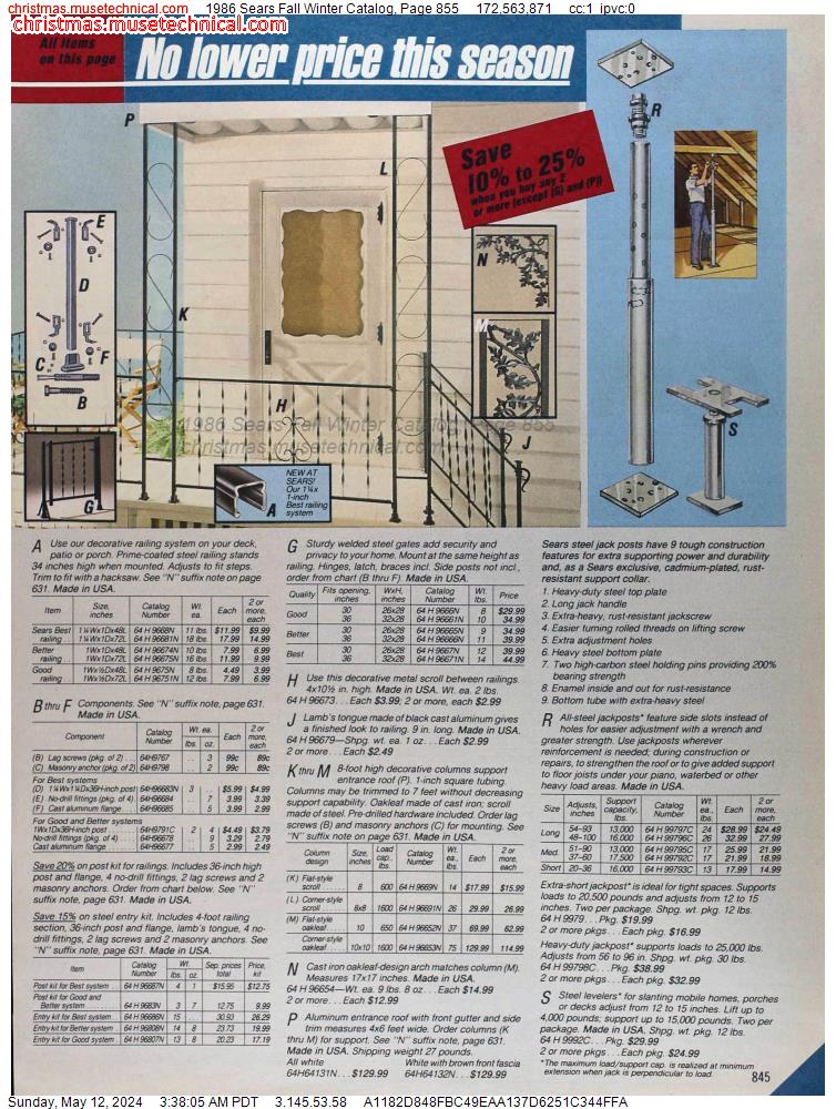 1986 Sears Fall Winter Catalog, Page 855