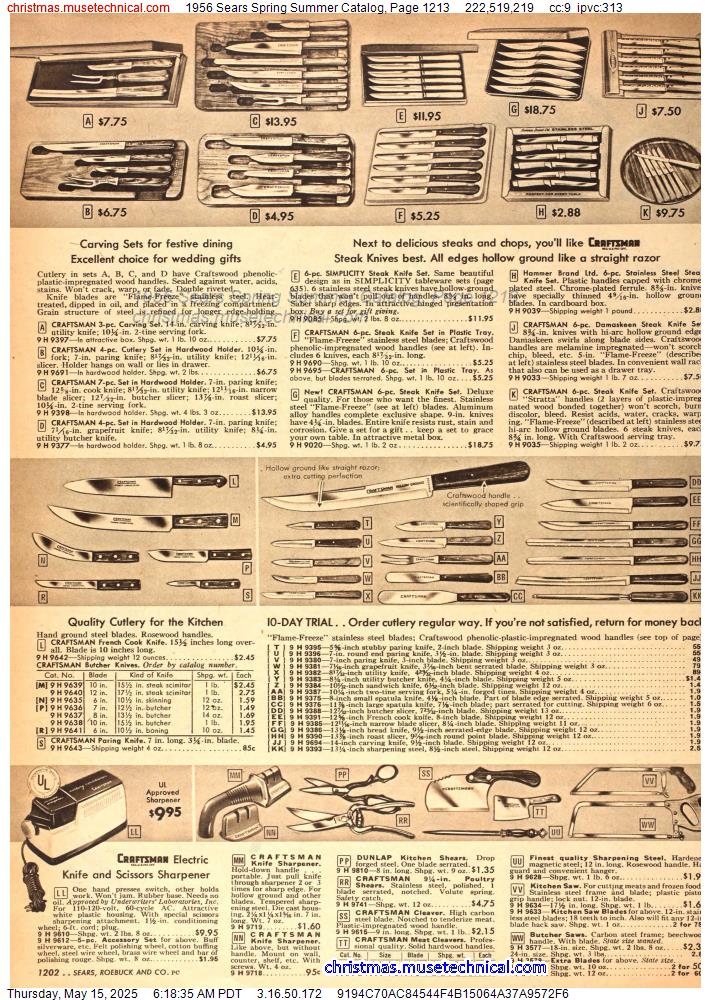 1956 Sears Spring Summer Catalog, Page 1213