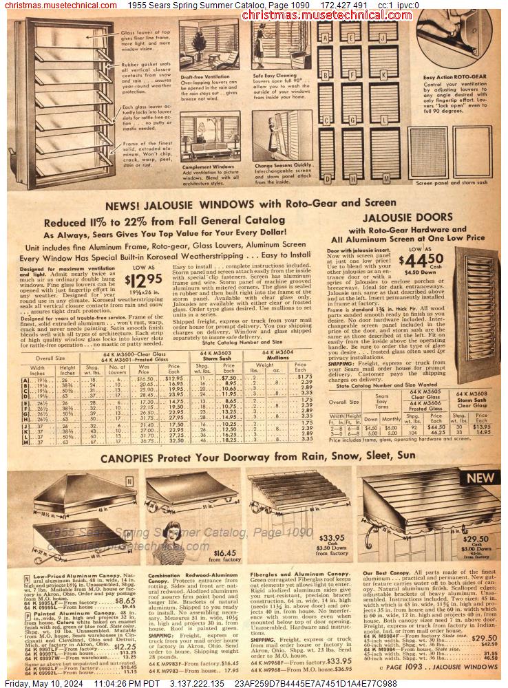 1955 Sears Spring Summer Catalog, Page 1090