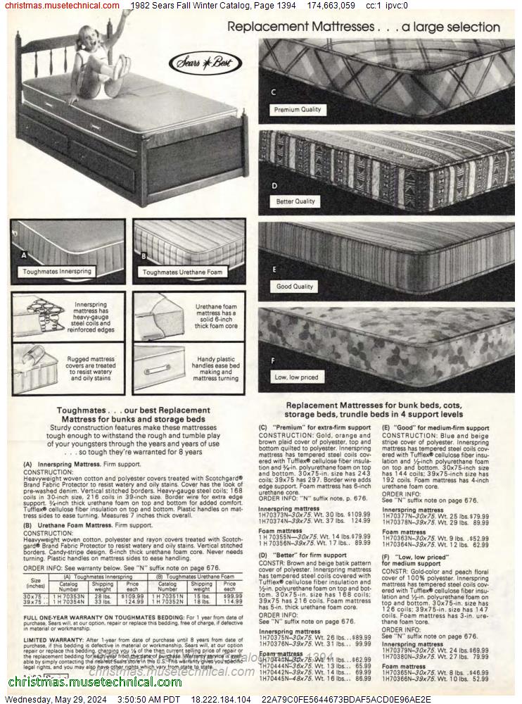 1982 Sears Fall Winter Catalog, Page 1394