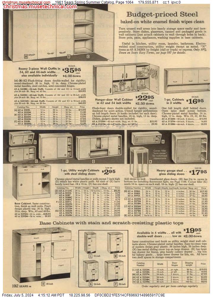 1961 Sears Spring Summer Catalog, Page 1064
