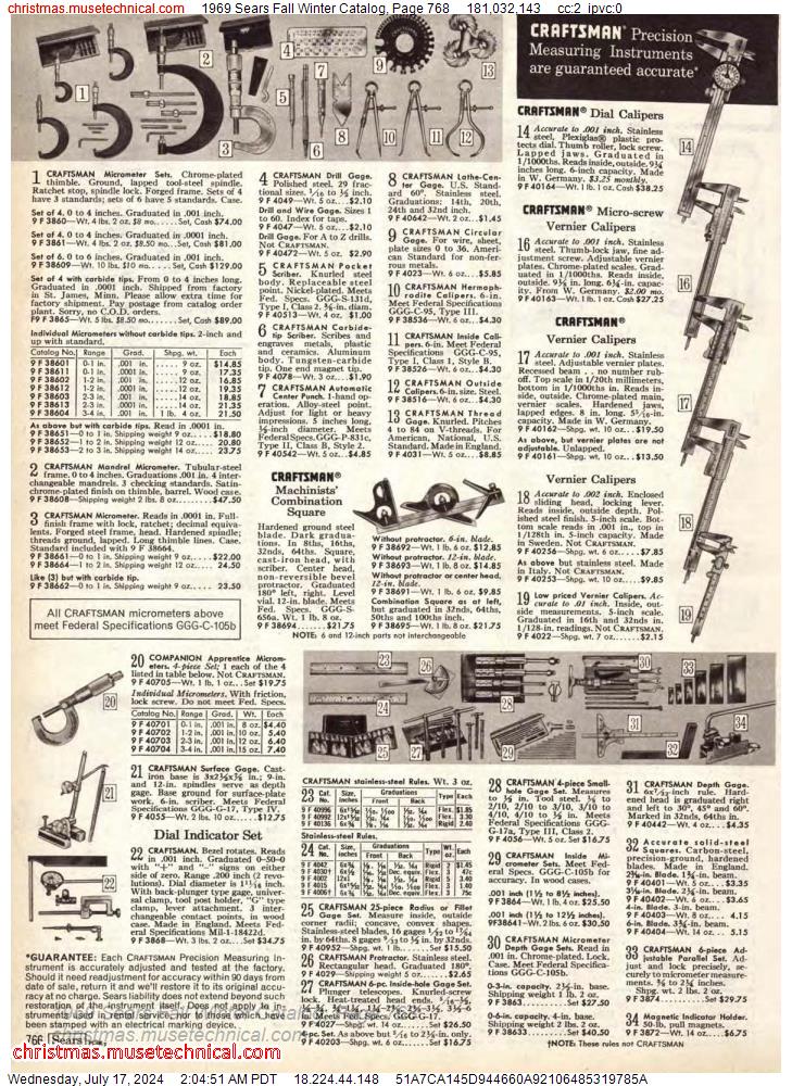 1969 Sears Fall Winter Catalog, Page 768