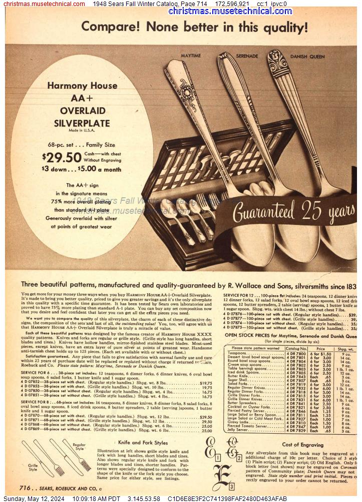 1948 Sears Fall Winter Catalog, Page 714