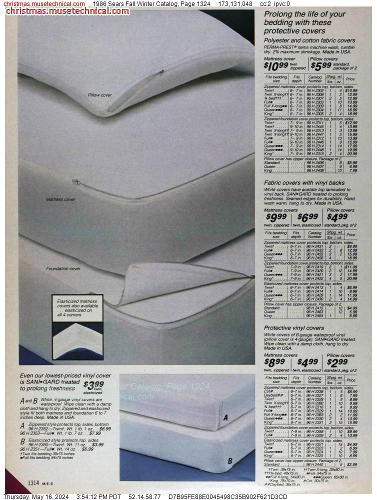 1986 Sears Fall Winter Catalog, Page 1324