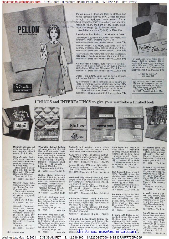1964 Sears Fall Winter Catalog, Page 356