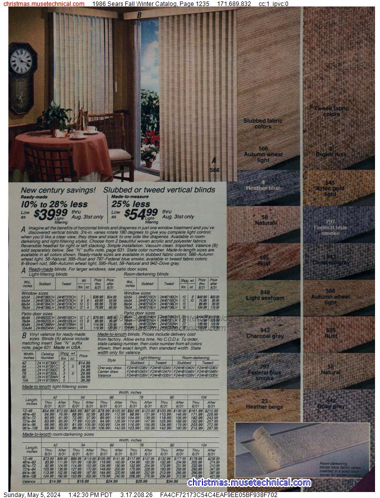 1986 Sears Fall Winter Catalog, Page 1235