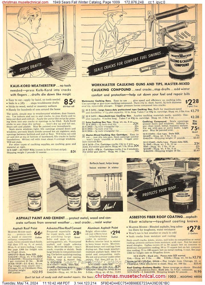 1949 Sears Fall Winter Catalog, Page 1009