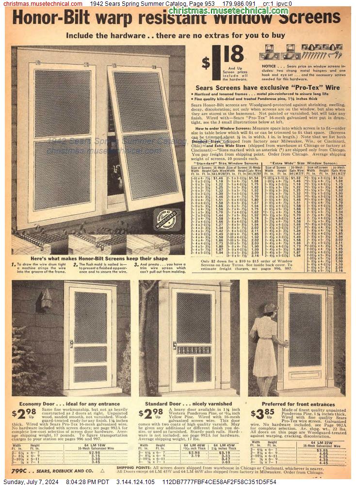 1942 Sears Spring Summer Catalog, Page 953