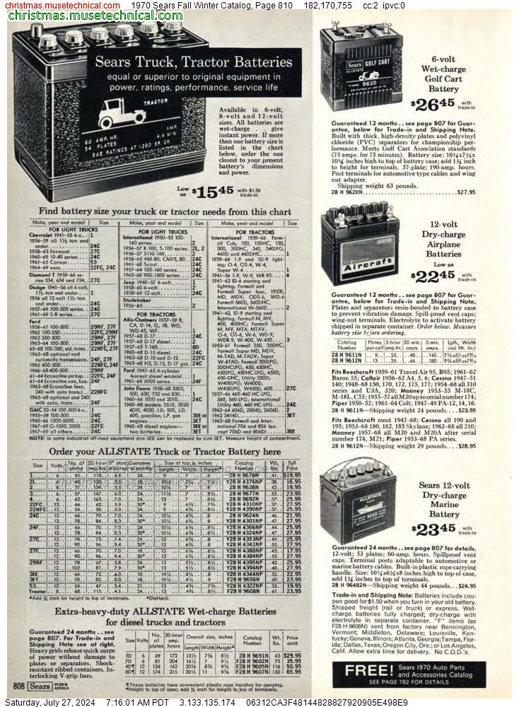 1970 Sears Fall Winter Catalog, Page 810