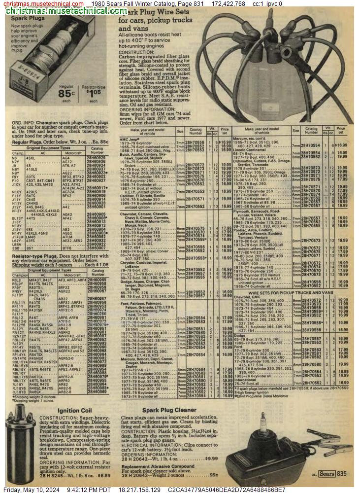 1980 Sears Fall Winter Catalog, Page 831