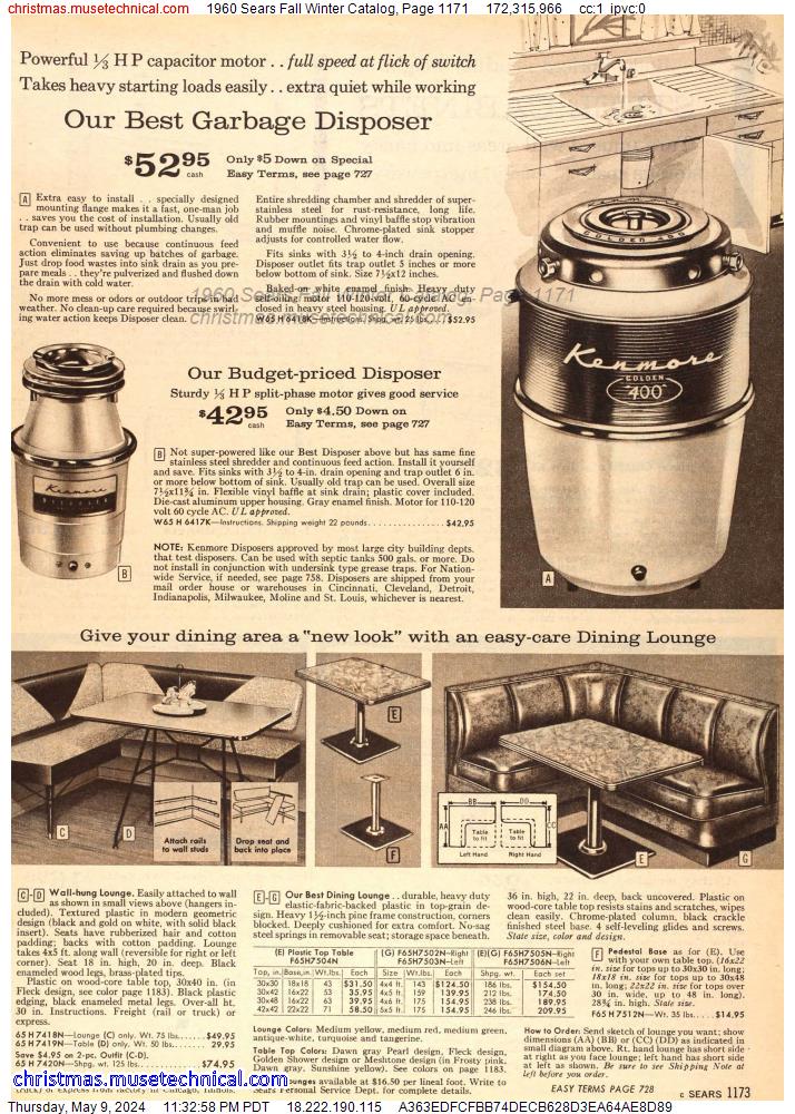 1960 Sears Fall Winter Catalog, Page 1171