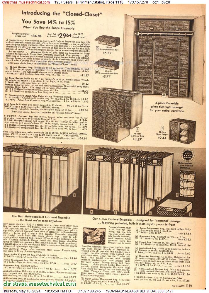 1957 Sears Fall Winter Catalog, Page 1118